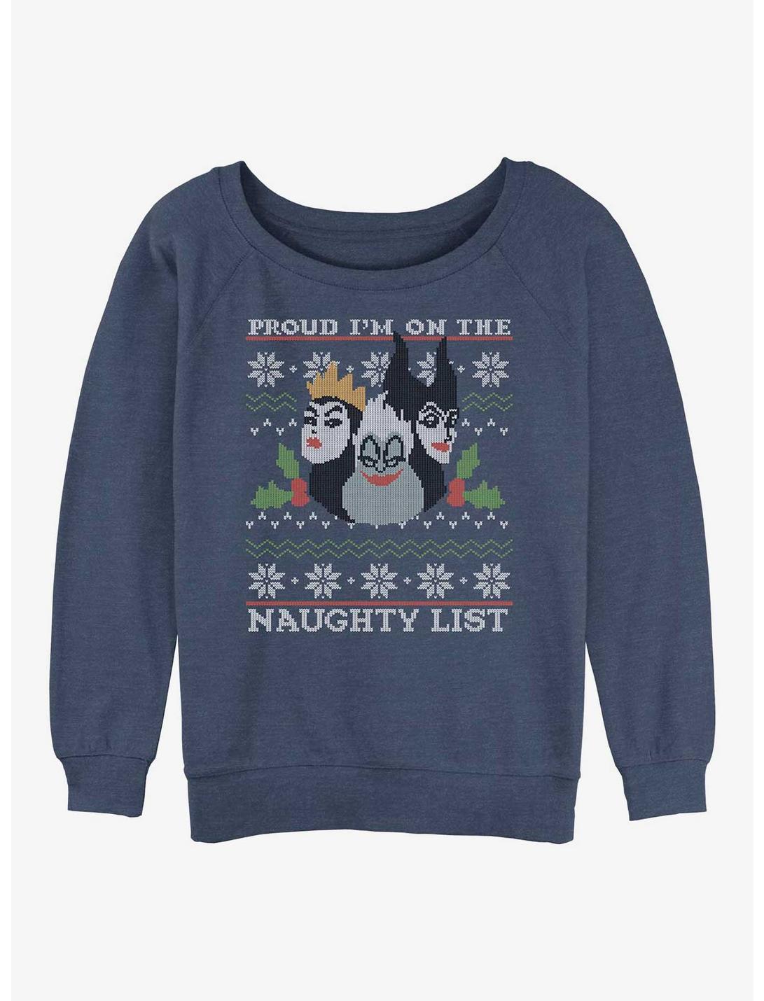 Disney Villains Naughty and Proud Ugly Christmas Girls Slouchy Sweatshirt, BLUEHTR, hi-res