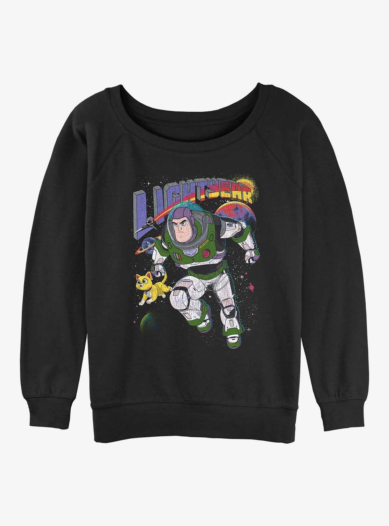 Disney Pixar Lightyear Buzz and Sox Girls Slouchy Sweatshirt, BLACK, hi-res