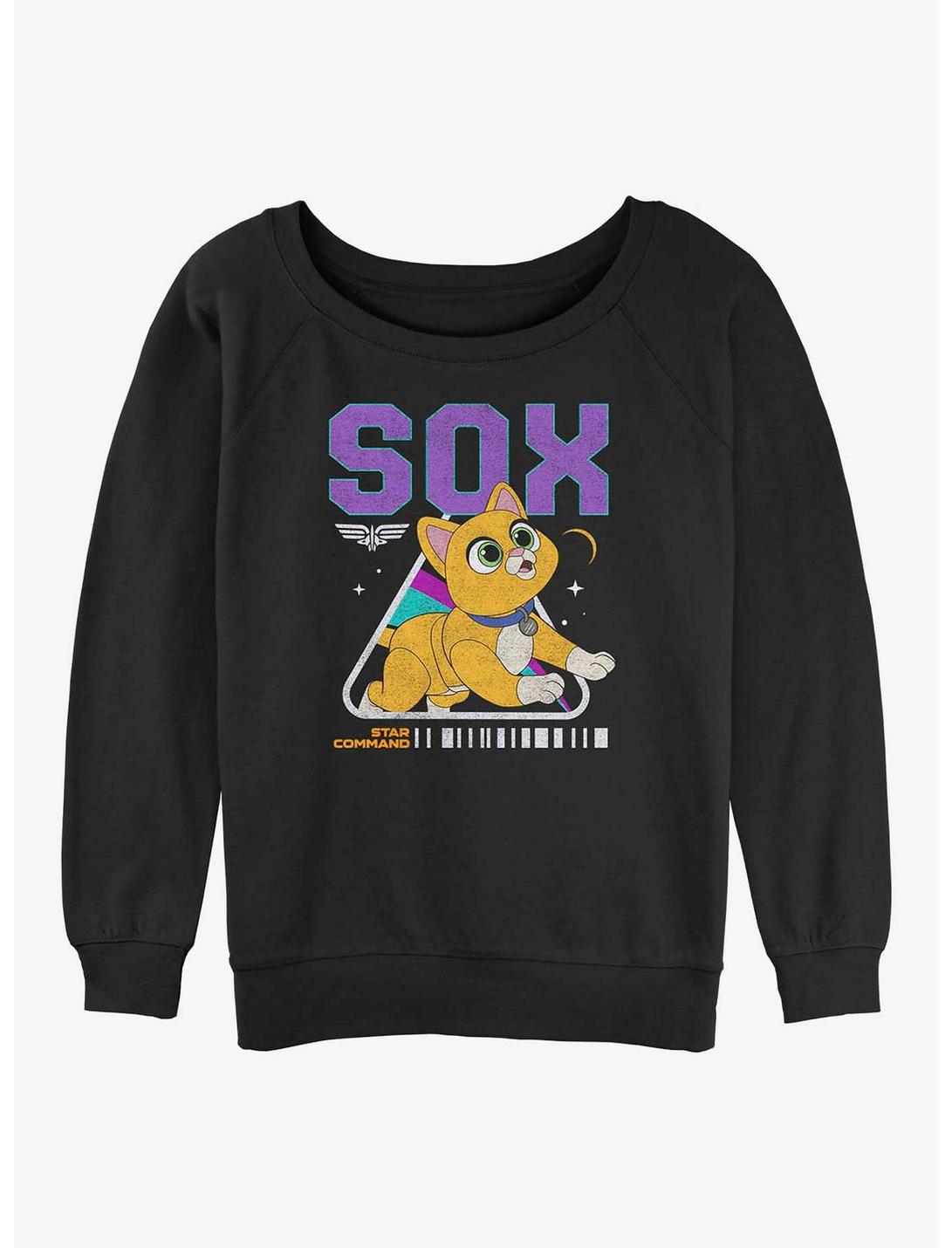 Disney Pixar Lightyear Sox Space Cat Girls Slouchy Sweatshirt, BLACK, hi-res