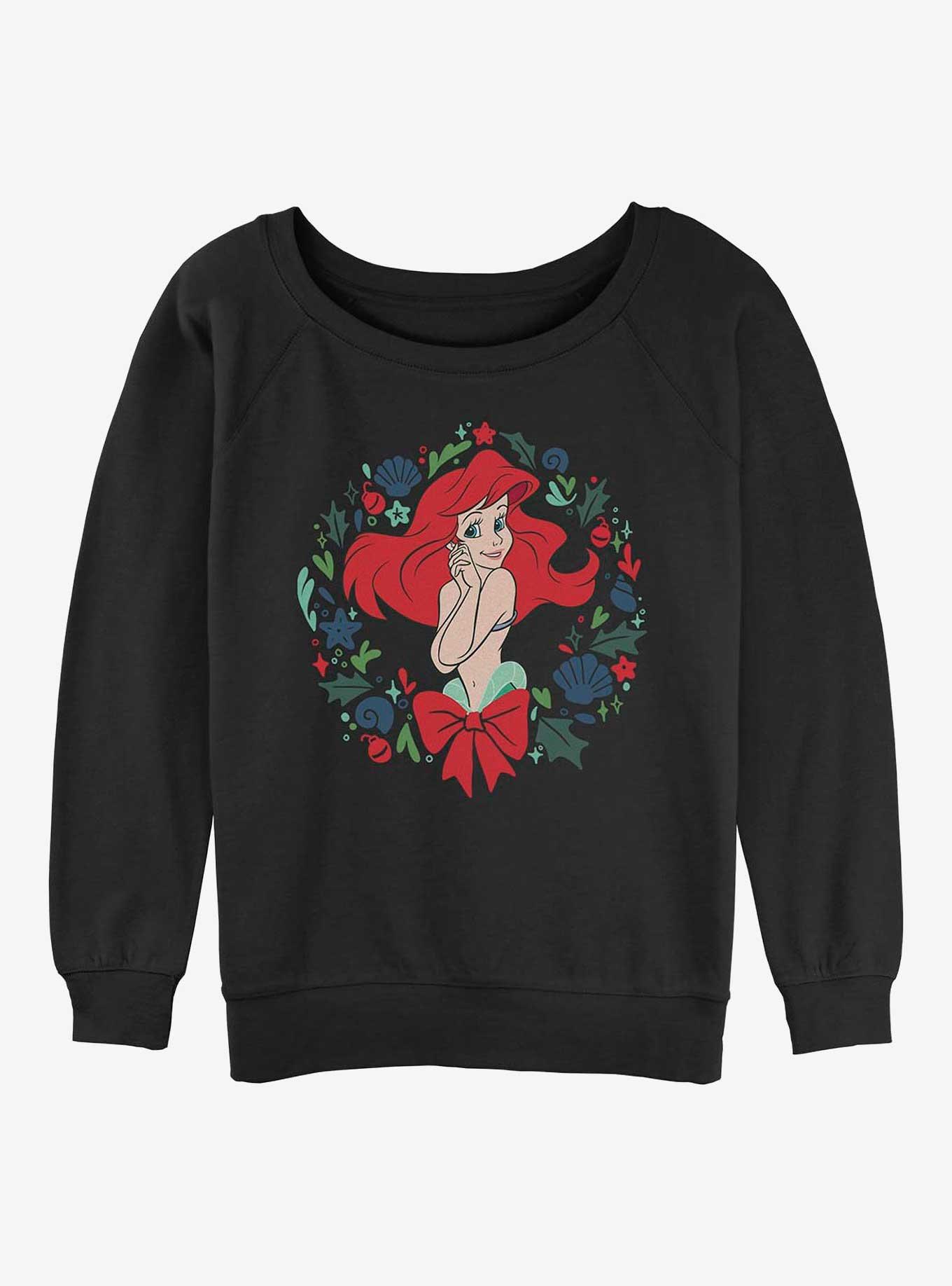 Disney The Little Mermaid Festive Ariel Wreath Girls Slouchy Sweatshirt, , hi-res