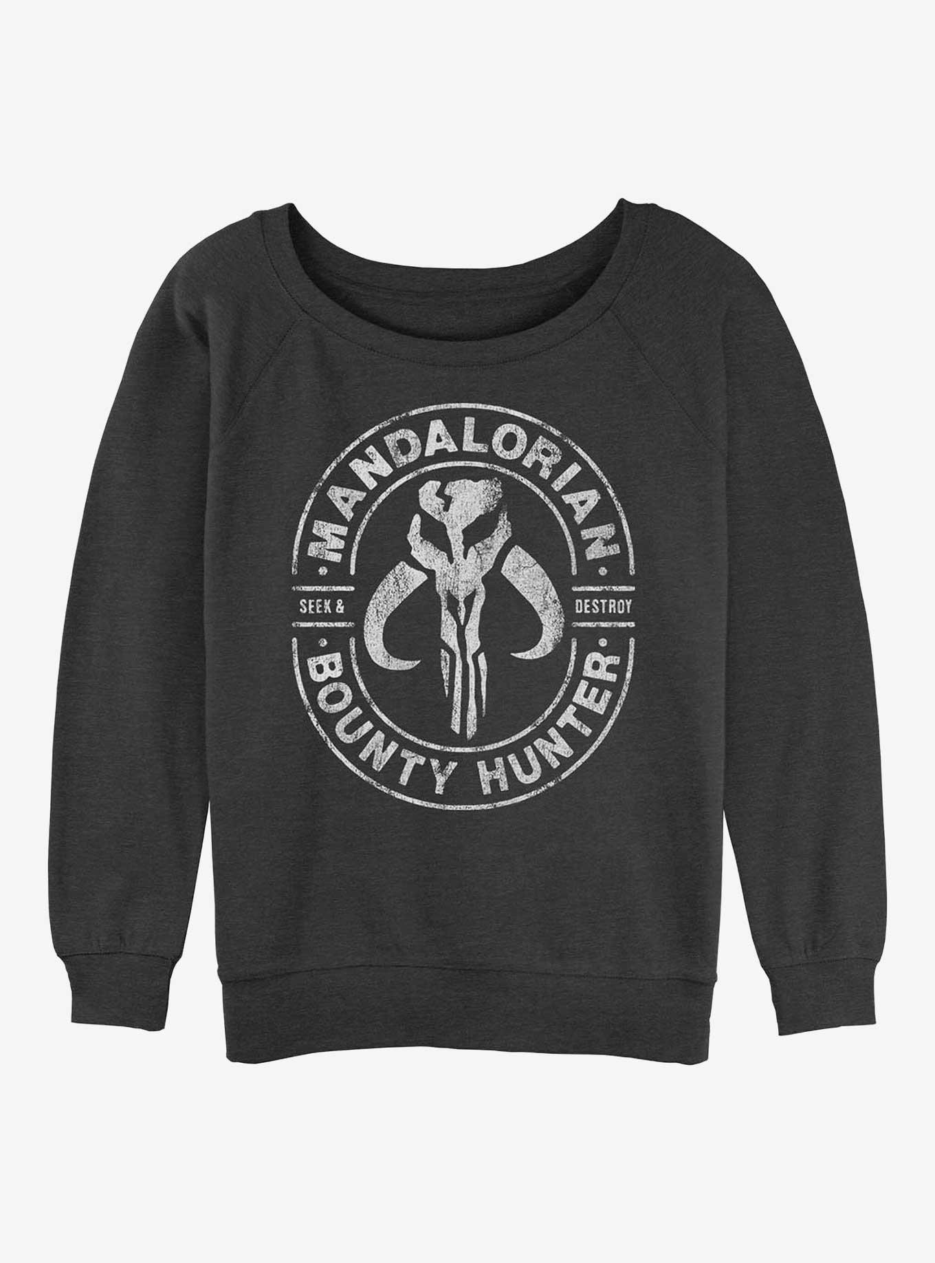 Star Wars The Mandalorian Gun For Hire Girls Slouchy Sweatshirt, CHAR HTR, hi-res