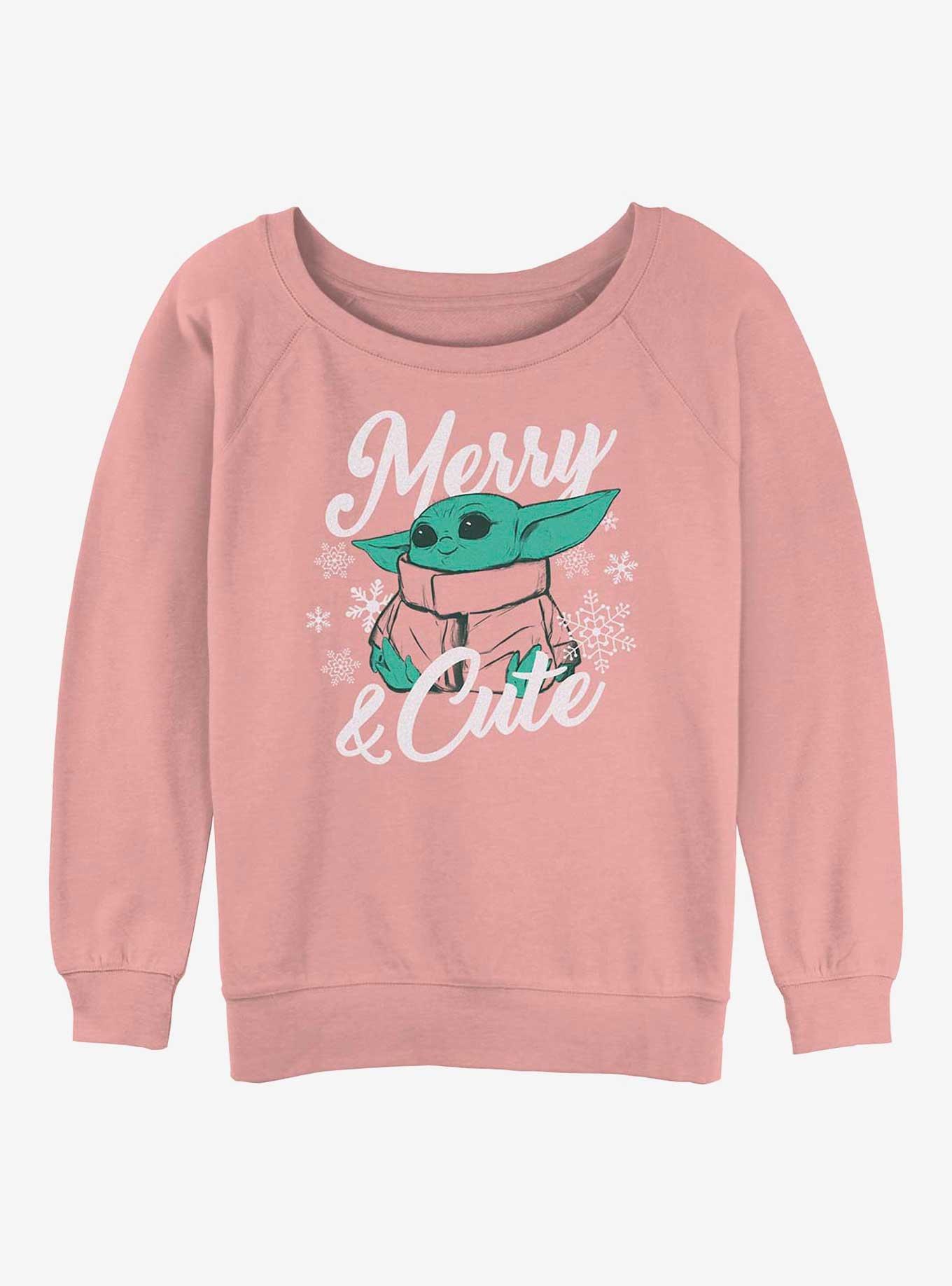 Star Wars The Mandalorian Merry and Cute Child Girls Slouchy Sweatshirt