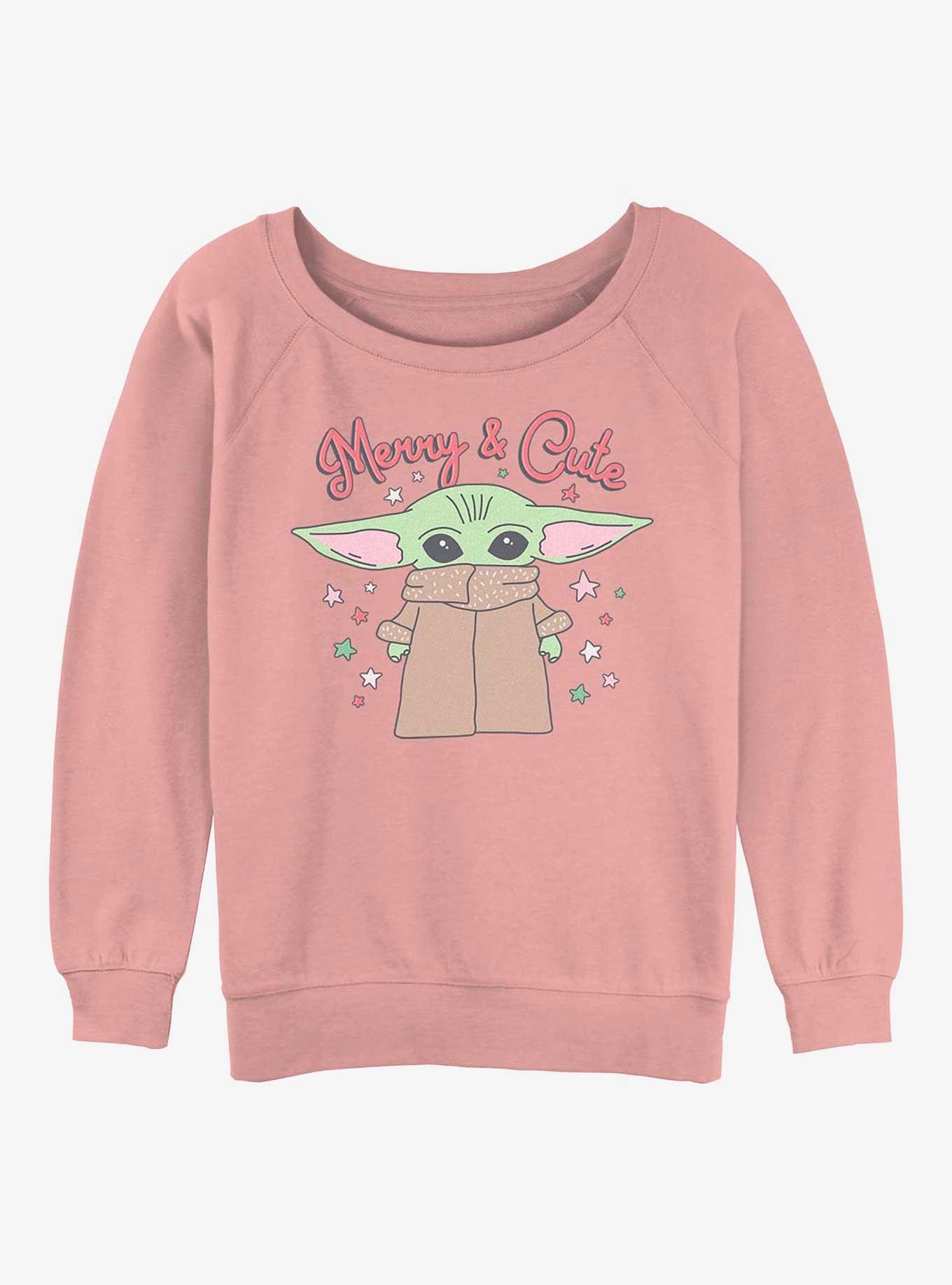 Star Wars The Mandalorian Merry and Cute Child Girls Slouchy Sweatshirt