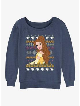 Plus Size Disney Princesses Belle Teacups Ugly Christmas Girls Slouchy Sweatshirt, , hi-res