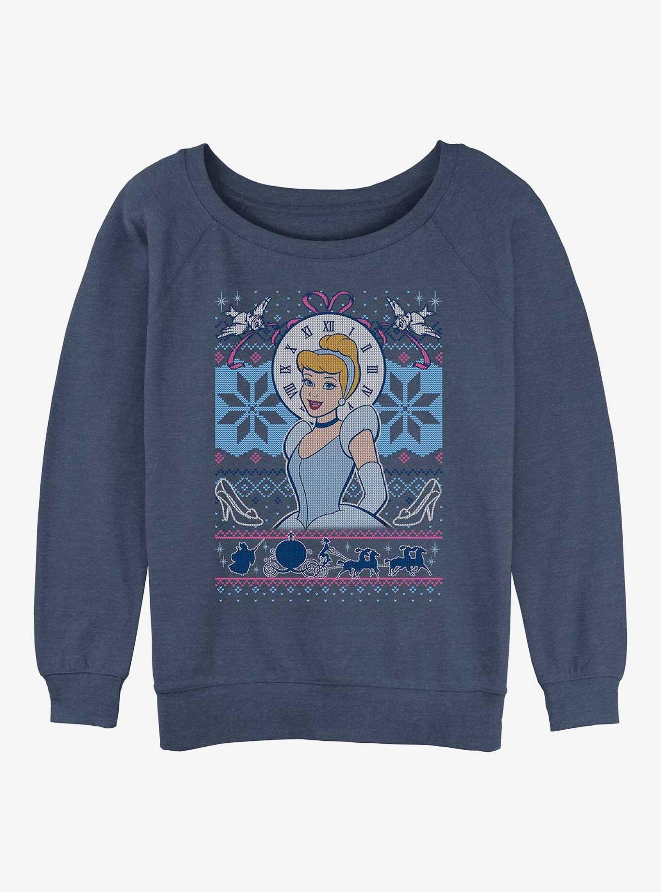 Disney Princesses Cinderella Ugly Christmas Girls Slouchy Sweatshirt, BLUEHTR, hi-res