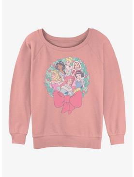 Plus Size Disney Princesses Holiday Wreath Girls Slouchy Sweatshirt, , hi-res