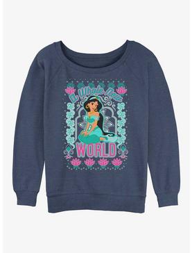 Plus Size Disney Princesses Jasmine World Girls Slouchy Sweatshirt, , hi-res
