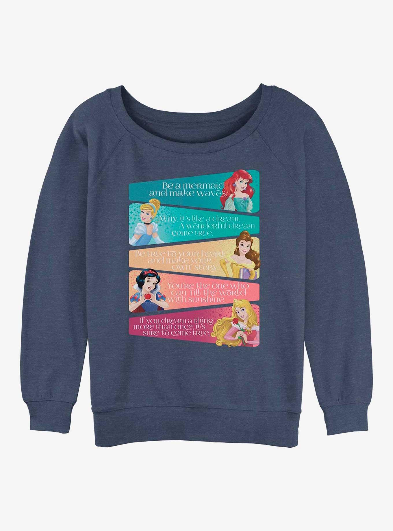 Disney Princesses Princess Adjectives Girls Slouchy Sweatshirt, BLUEHTR, hi-res