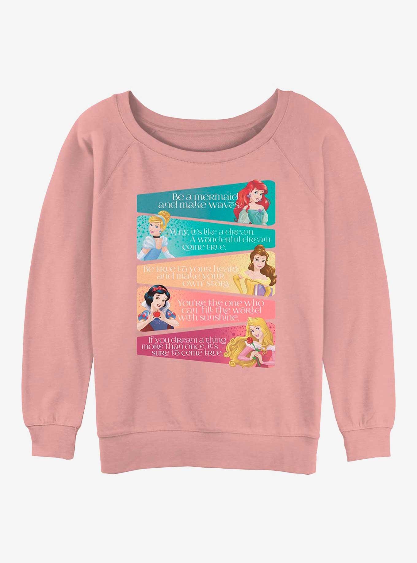 Disney Princesses Princess Adjectives Girls Slouchy Sweatshirt, DESERTPNK, hi-res