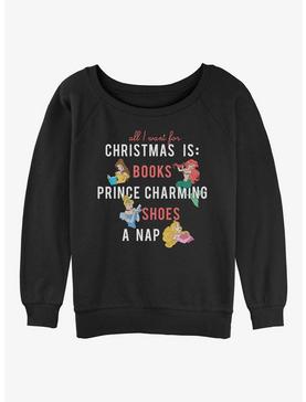 Plus Size Disney Princesses Christmas Wish List Girls Slouchy Sweatshirt, , hi-res