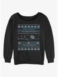 Star Wars Falcon Attack Ugly Christmas Girls Slouchy Sweatshirt, BLACK, hi-res