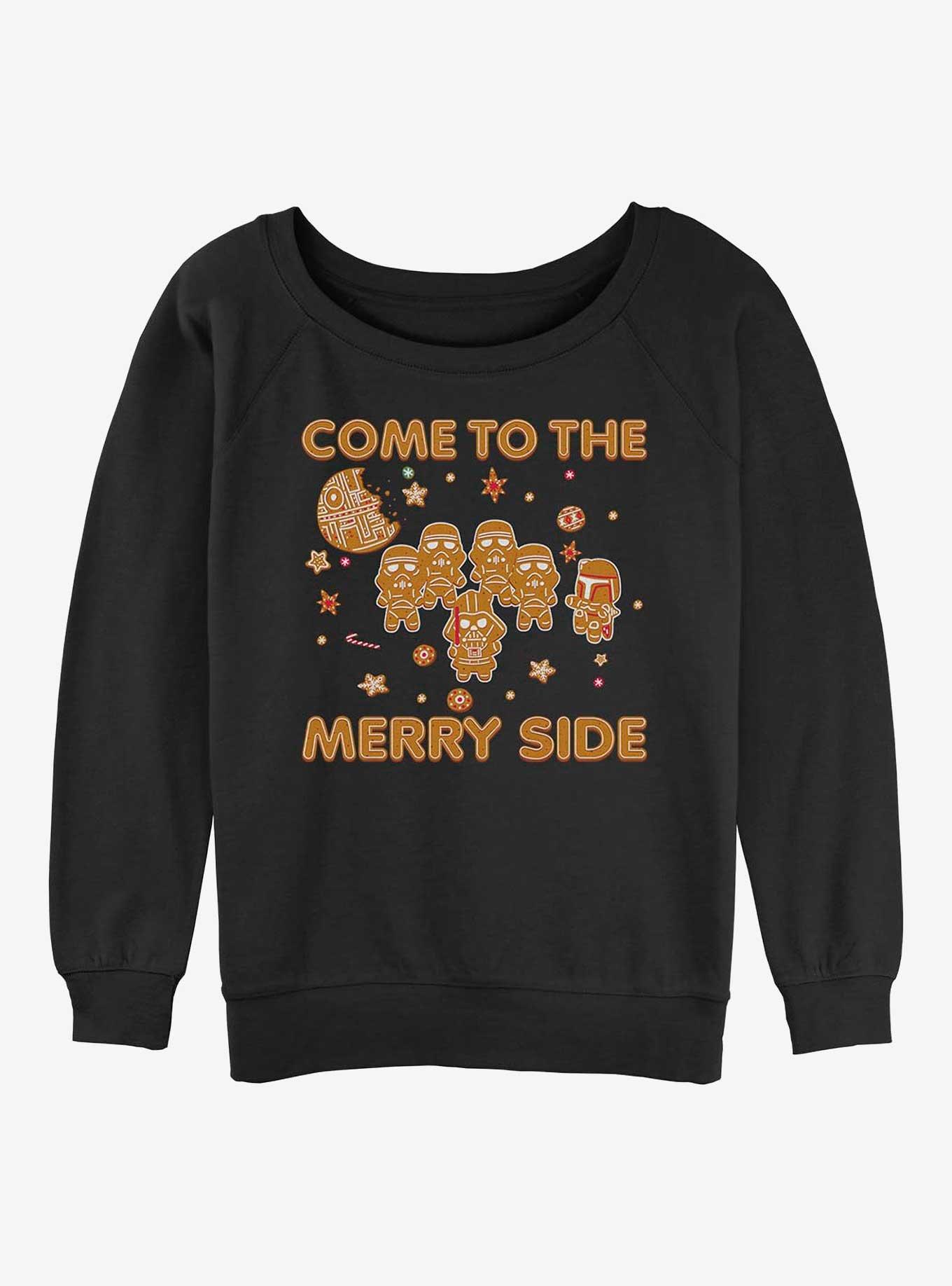 Star Wars Gingerbread Side Girls Slouchy Sweatshirt, BLACK, hi-res
