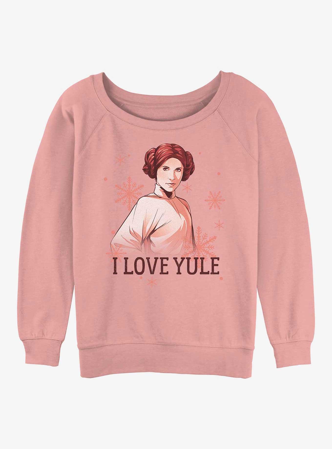 Star Wars Princess Leia I Love Yule Girls Slouchy Sweatshirt, DESERTPNK, hi-res