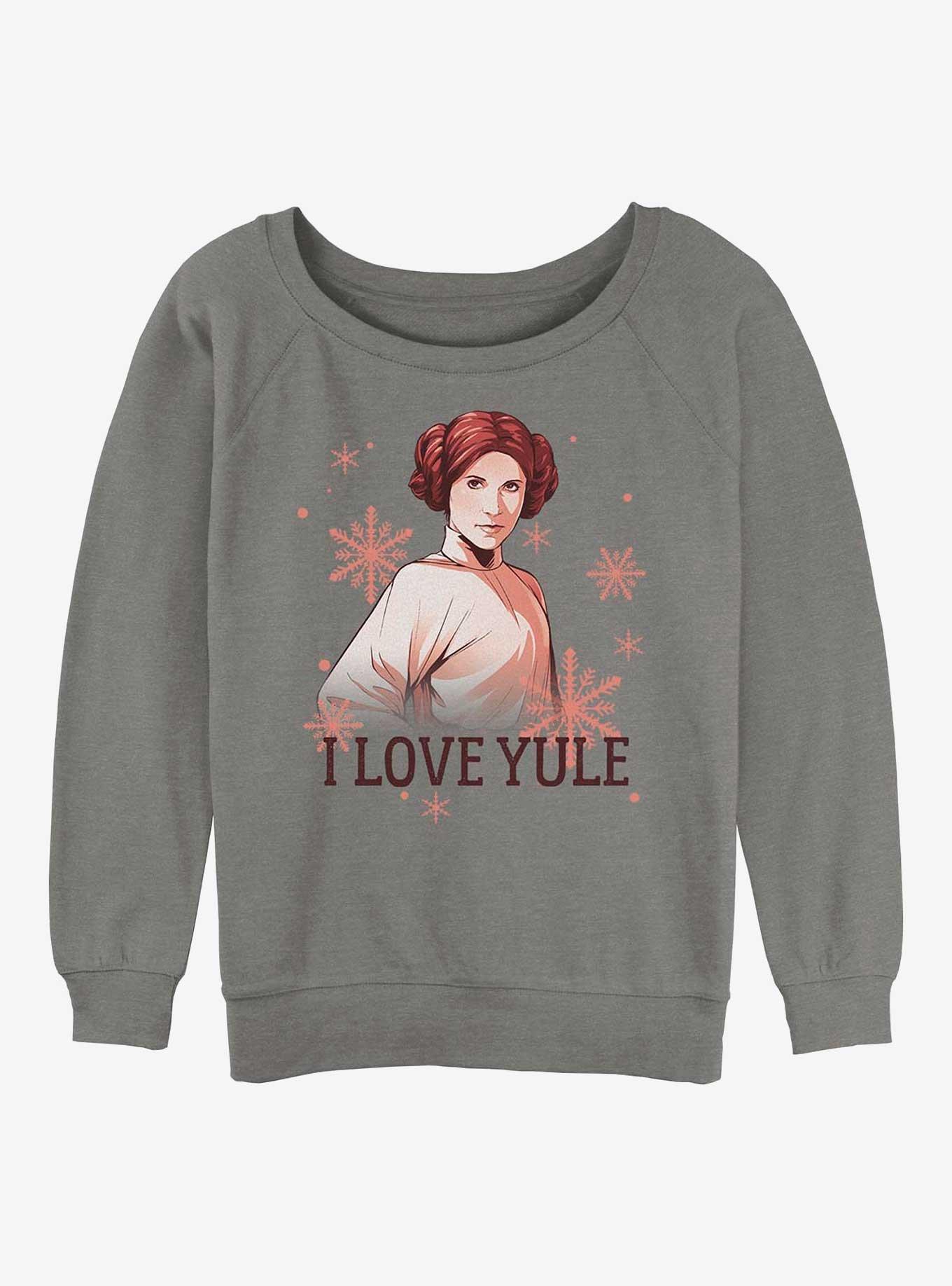 Star Wars Princess Leia I Love Yule Girls Slouchy Sweatshirt, GRAY HTR, hi-res