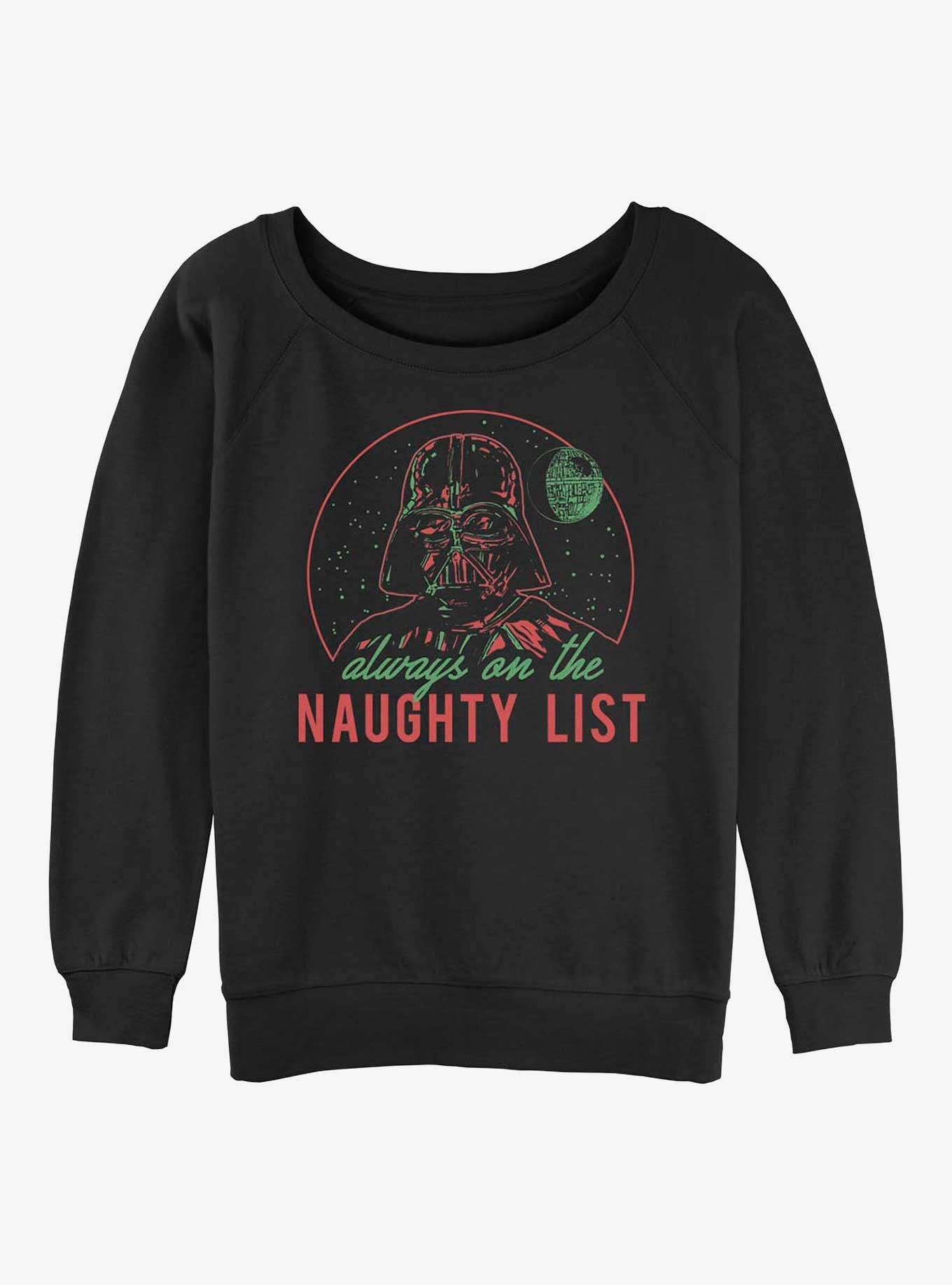 Star Wars Darth Vader Naughty List Girls Slouchy Sweatshirt, BLACK, hi-res