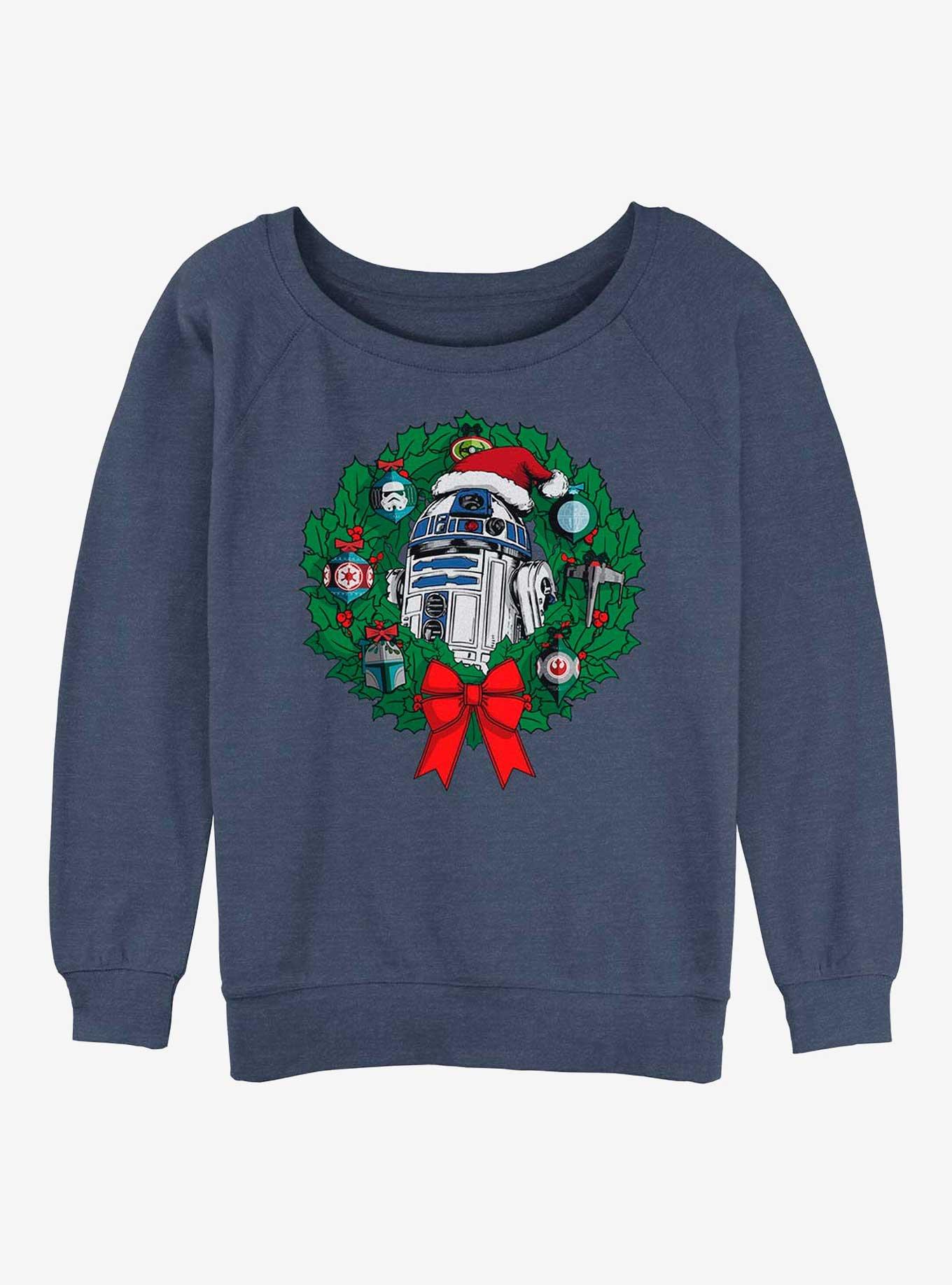 Star Wars R2-D2 Wreath Girls Slouchy Sweatshirt, BLUEHTR, hi-res