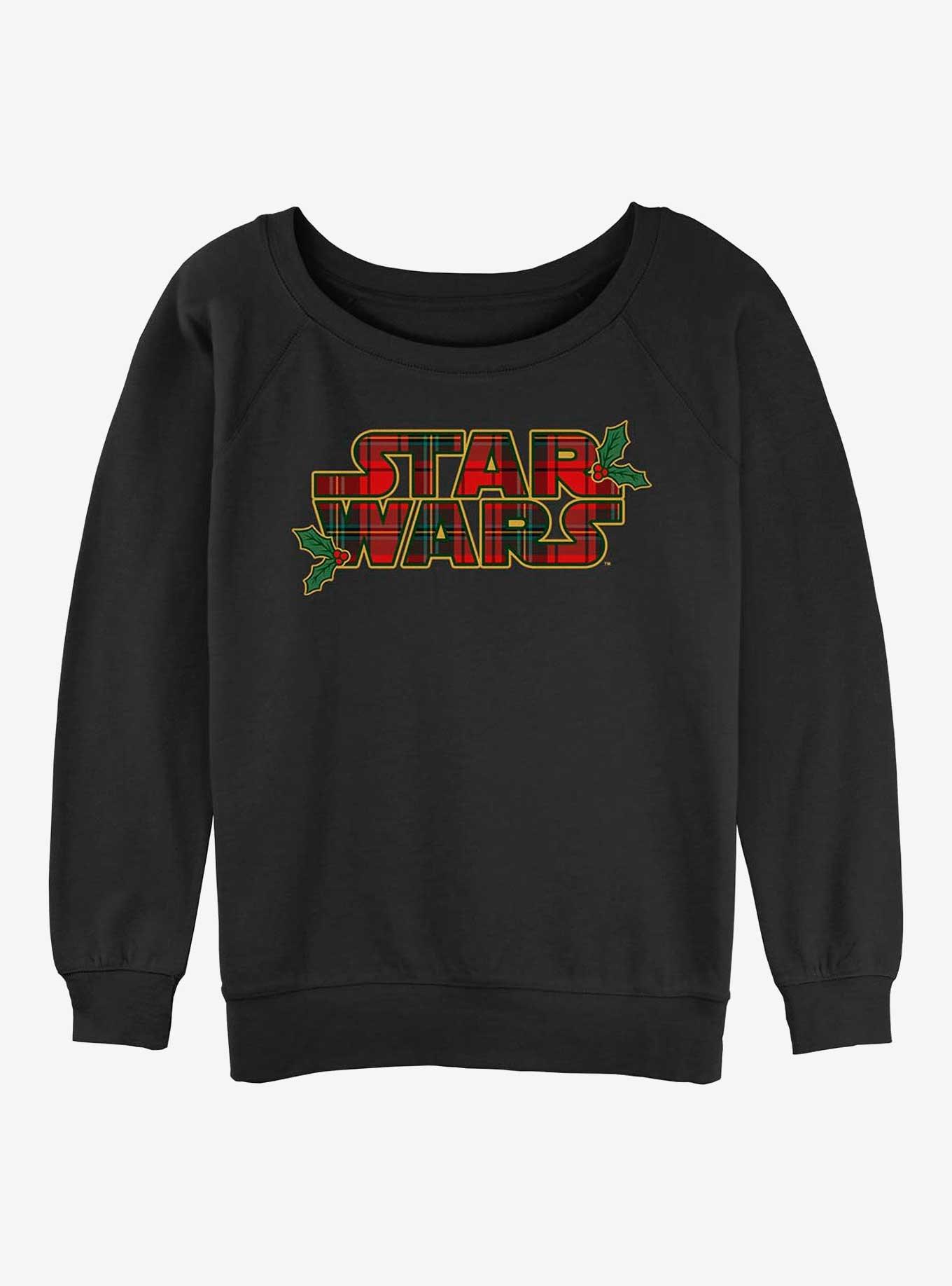 Star Wars Tartan Mistletoe Logo Girls Slouchy Sweatshirt, , hi-res