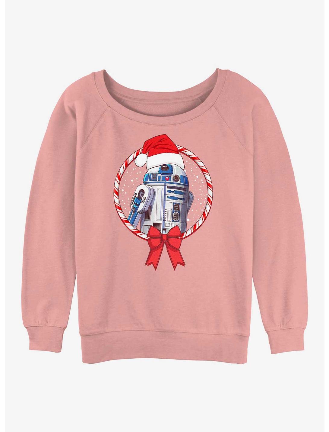 Star Wars: The Rise Of Skywalker R2-D2 Candy Cane Girls Slouchy Sweatshirt, DESERTPNK, hi-res
