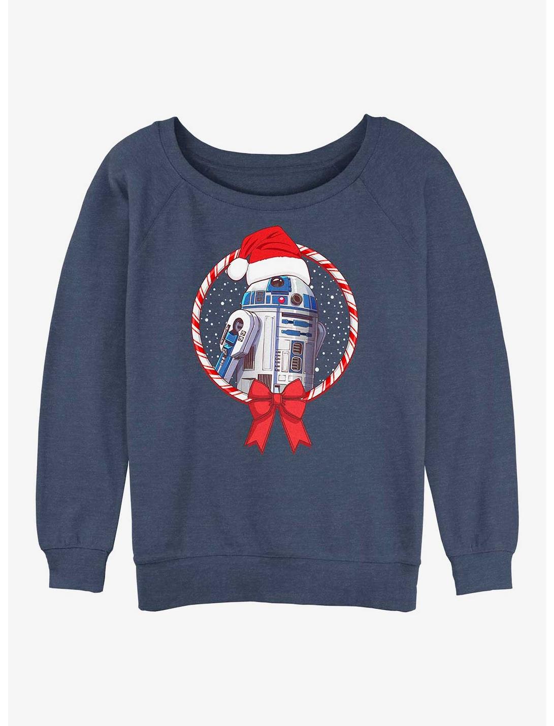 Star Wars: The Rise Of Skywalker R2-D2 Candy Cane Girls Slouchy Sweatshirt, BLUEHTR, hi-res