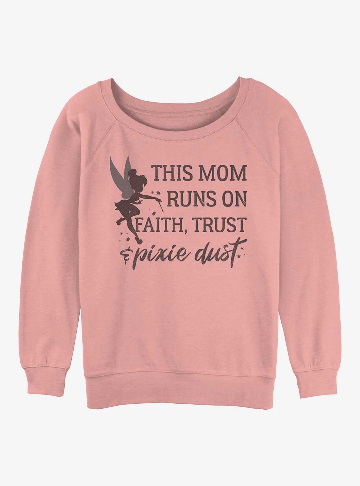 Disney Tinker Bell Mom Runs On Pixie Dust Girls Slouchy Sweatshirt, DESERTPNK, hi-res