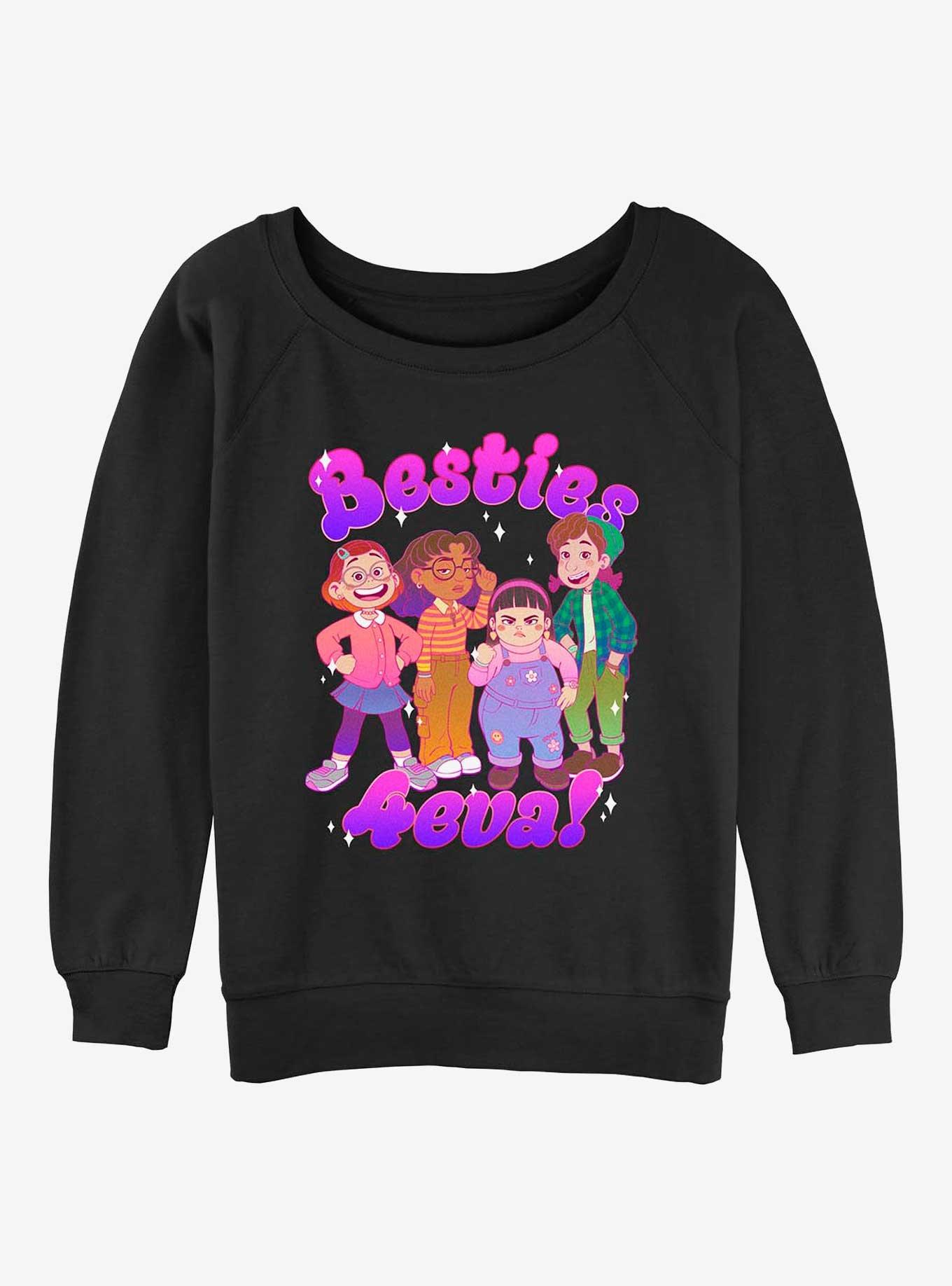 Disney Pixar Turning Red Besties 4Eva Girls Slouchy Sweatshirt, BLACK, hi-res