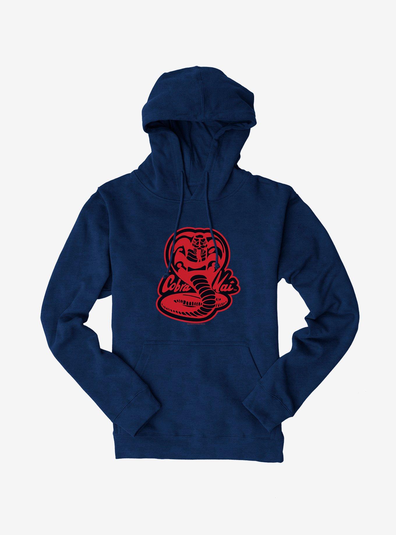 Cobra Kai Snake Logo Hoodie, NAVY, hi-res