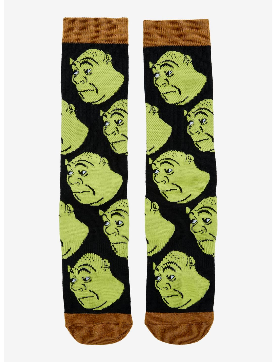 Shrek Faces Allover Print Crew Socks - BoxLunch Exclusive, , hi-res