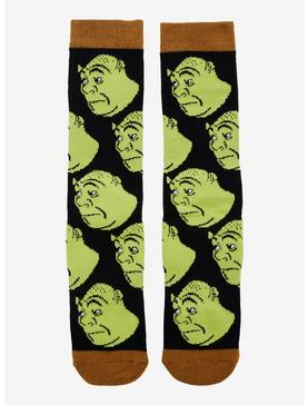 Plus Size Shrek Faces Allover Print Crew Socks - BoxLunch Exclusive, , hi-res