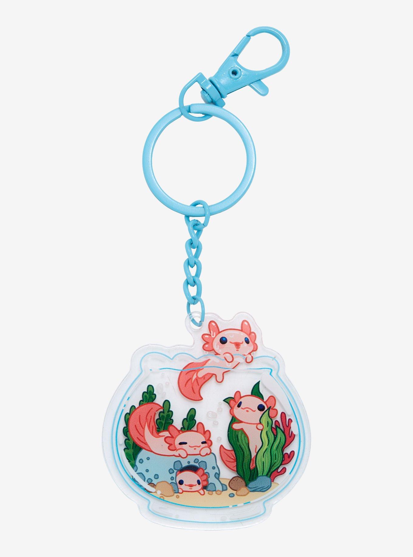 Pink Axolotl Bowl Acrylic Key Chain, , hi-res