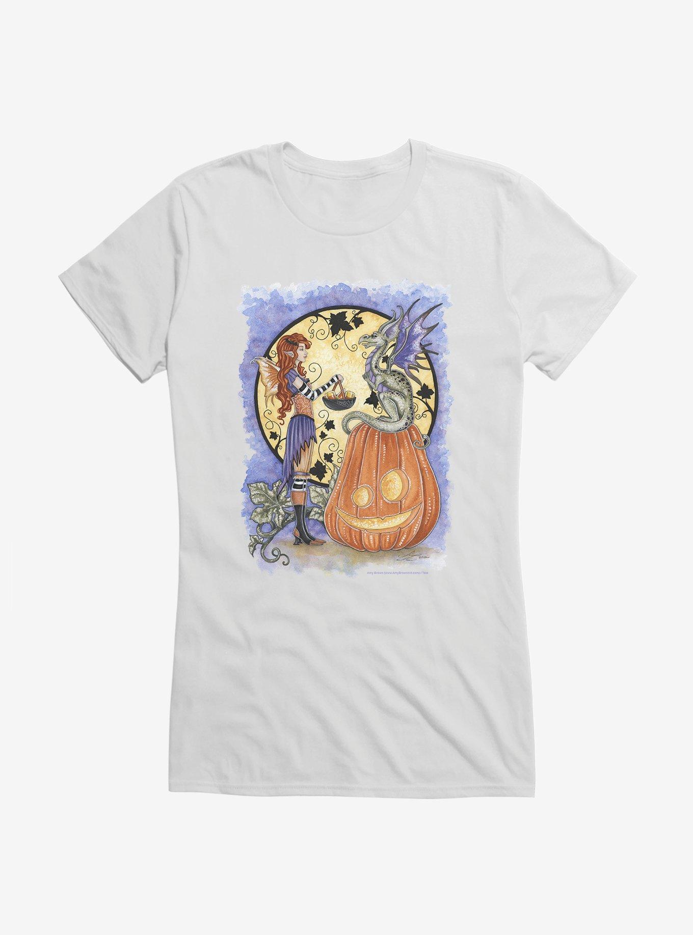 Dragons Love Candy Corn Girls T-Shirt by Amy Brown