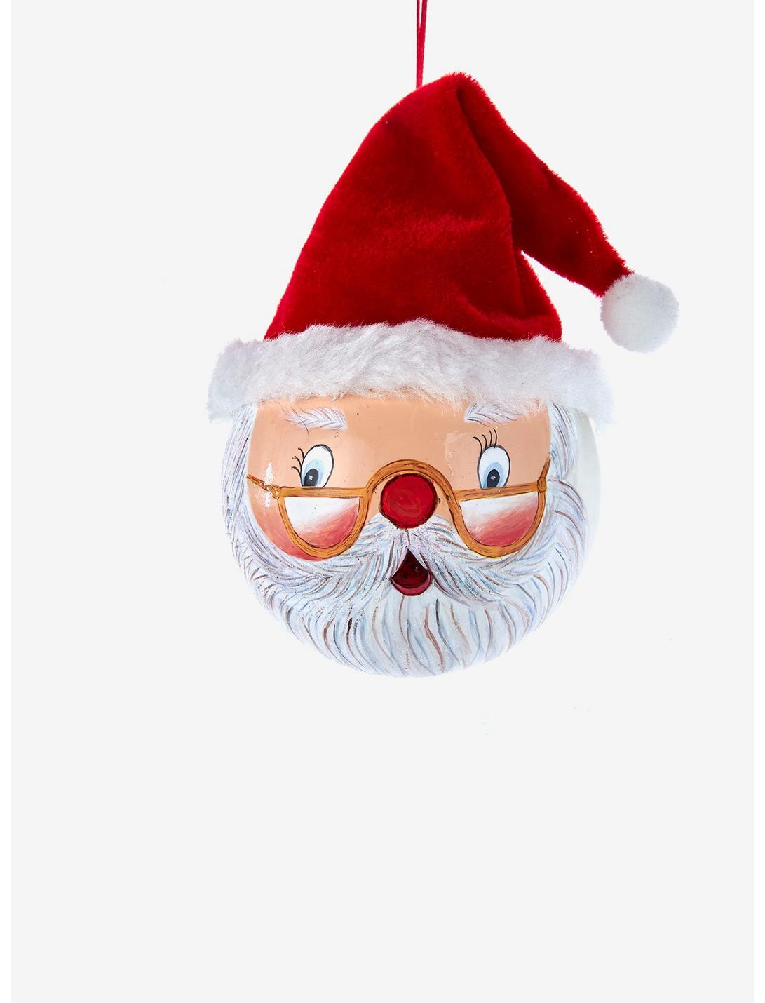 Kurt Adler Glass Painted Santa Face Ball Ornament, , hi-res