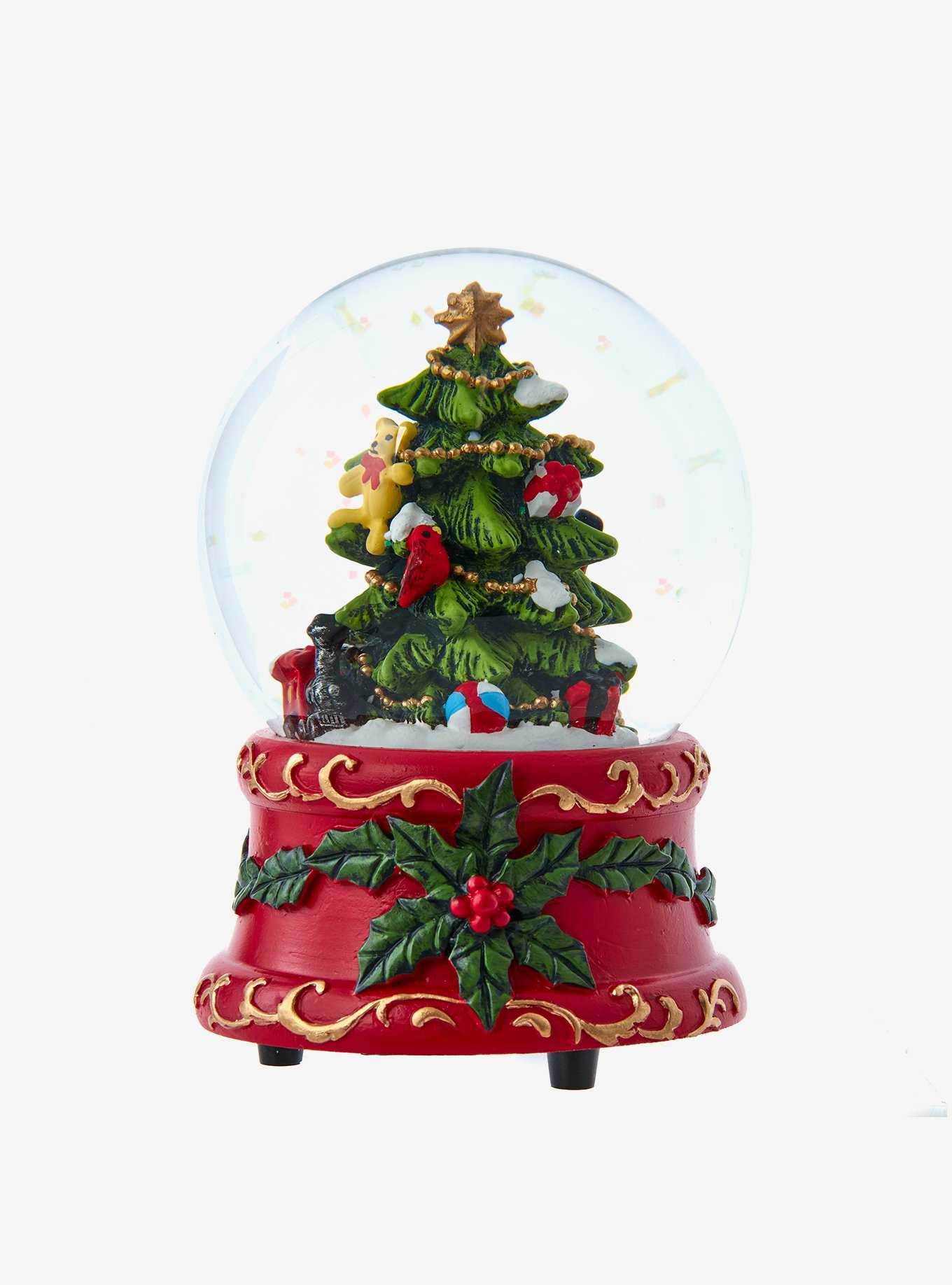 Kurt Adler Musical Christmas Tree in Holly Snow Globe, , hi-res