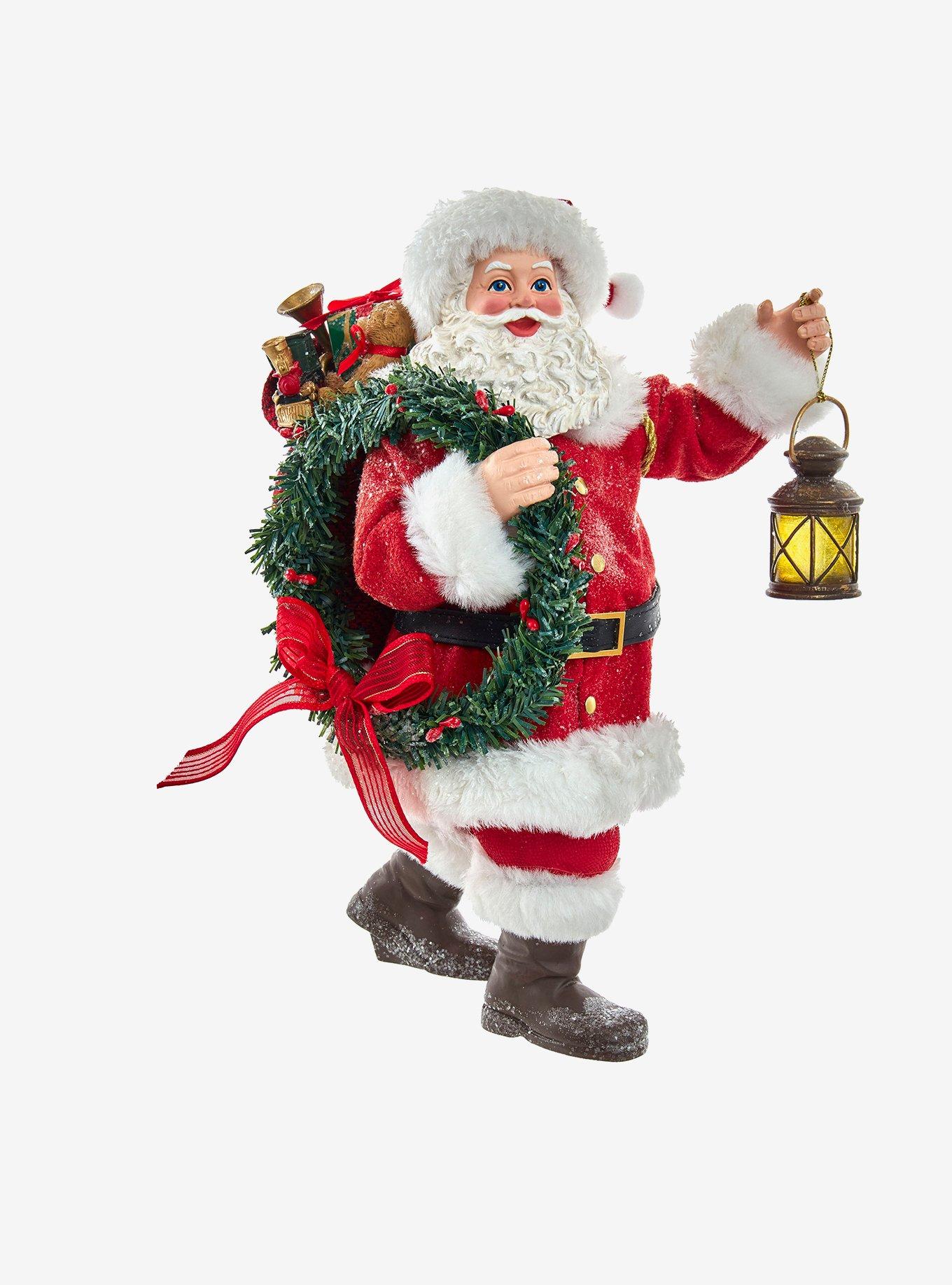 Kurt Adler Fabriche Santa with Wreath and Lantern Figure, , hi-res