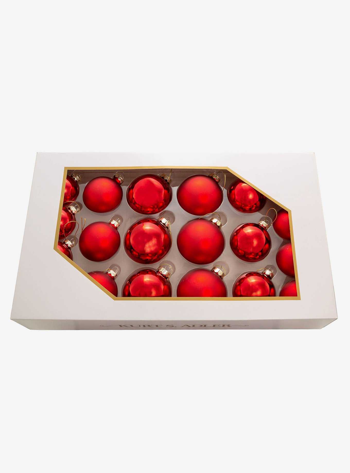 Kurt Adler Shiny and Matte Red Glass Ball Ornaments Set, , hi-res