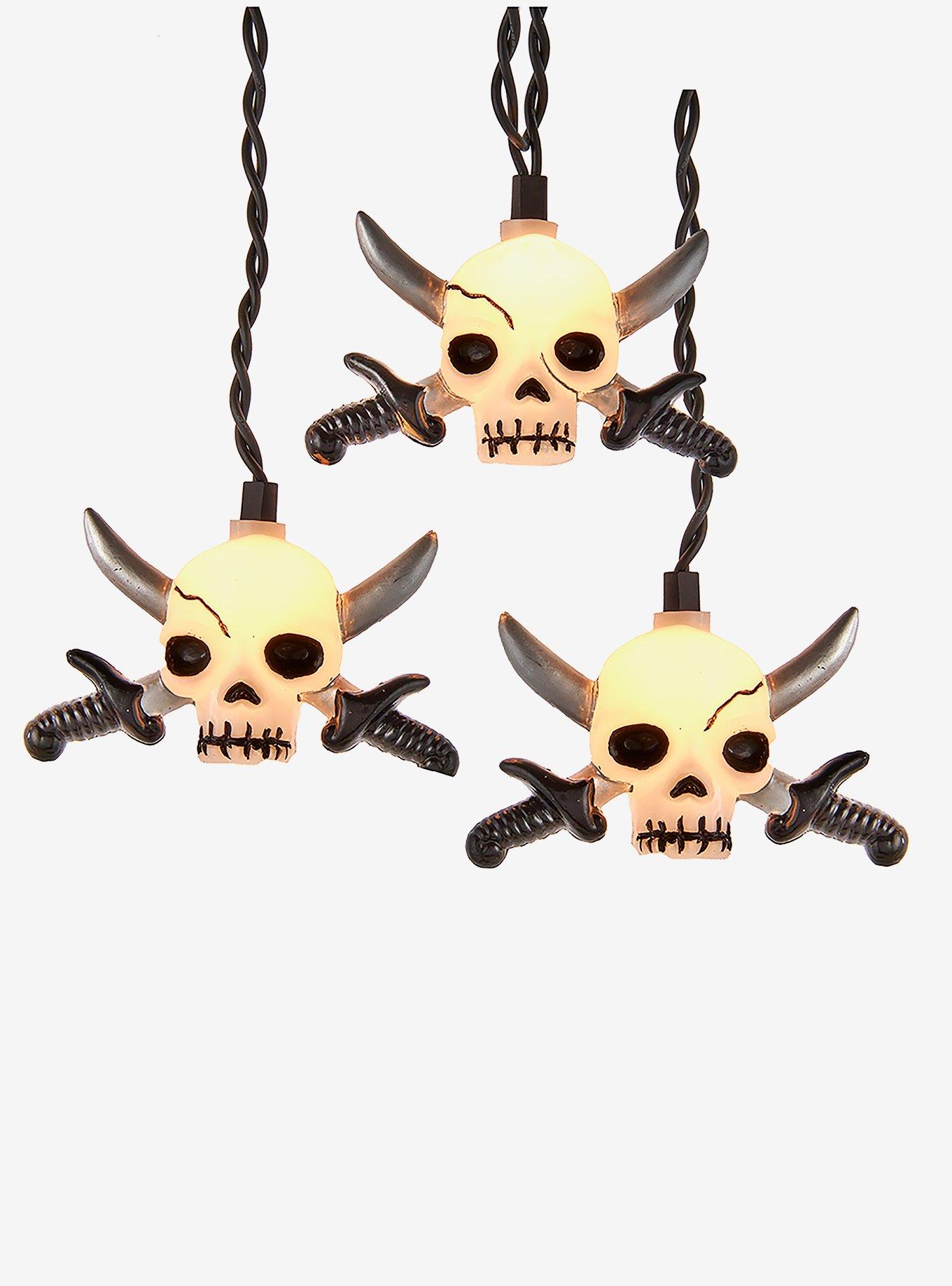 Kurt Adler Skull with Silver Sword Light Set, , hi-res