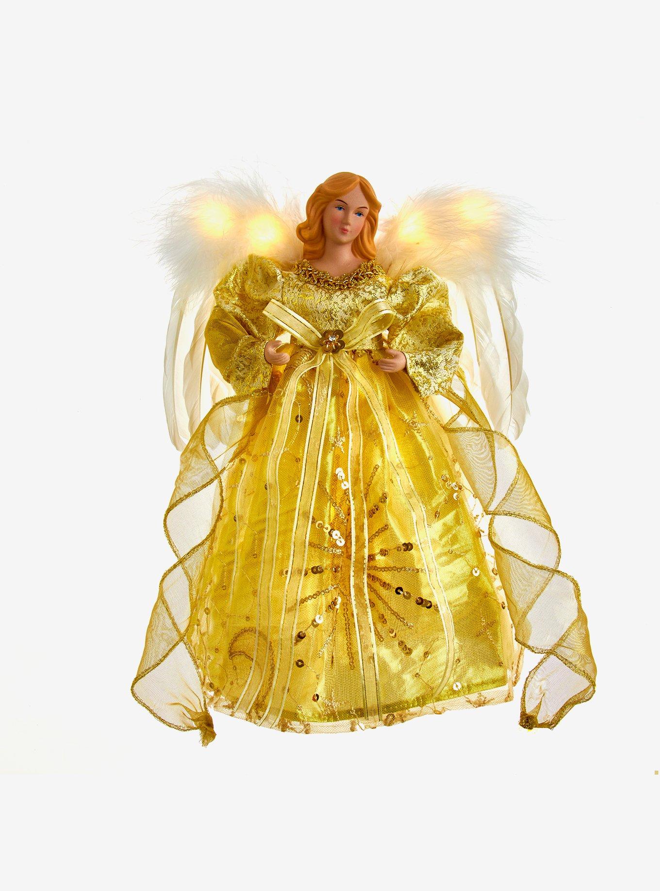 Kurt Adler White and Gold Fairy Lighted Angel Tree Topper, , hi-res