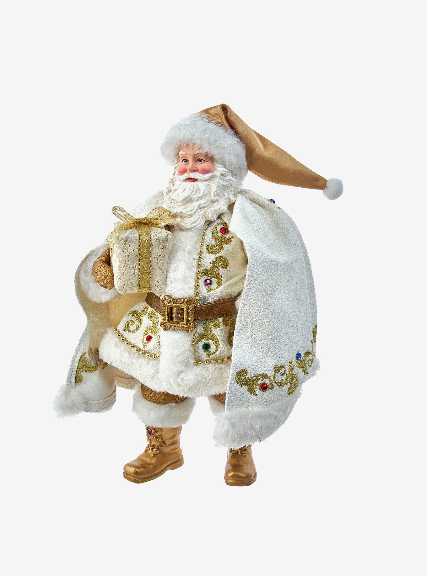 Kurt Adler Fabriche White and Gold Santa Figure, , hi-res