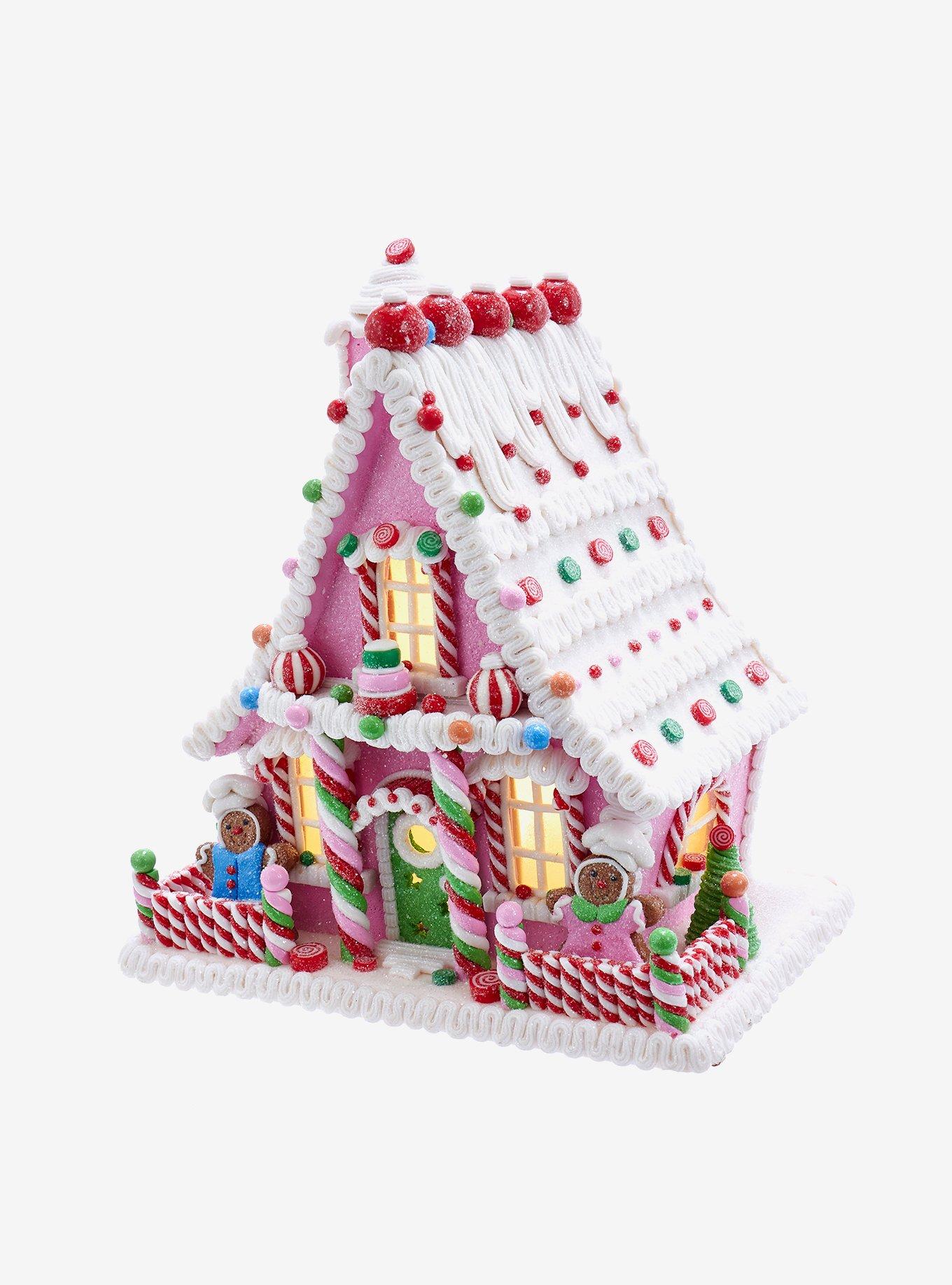 Kurt Adler Pink Candy LED Gingerbread House Figure, , hi-res