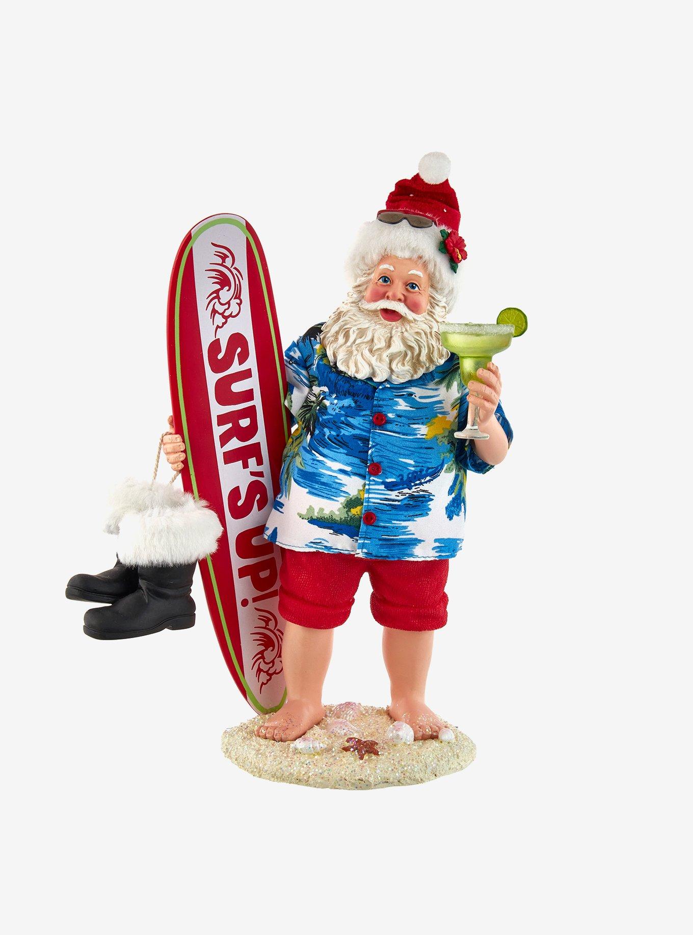 Kurt Adler Fabriche Santa with Surfboard and Drink Figure, , hi-res