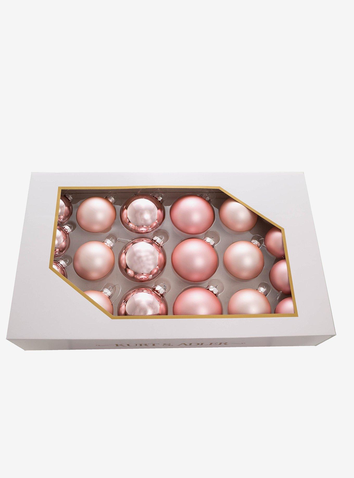 Kurt Adler Shiny and Matte Pink Glass Ball Ornaments Set, , hi-res