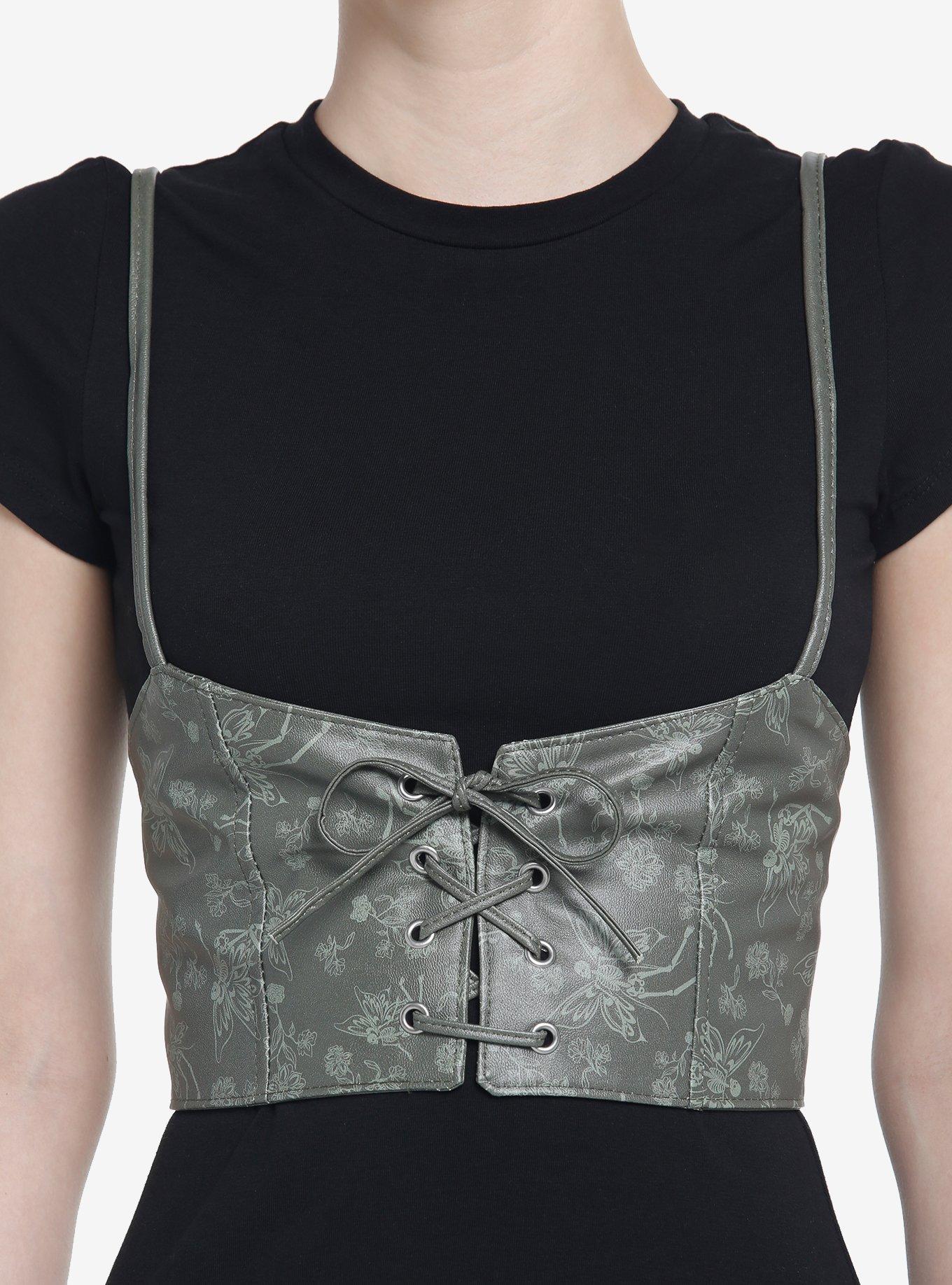 Green Skeleton Fairy Underbust Corset, OLIVE, hi-res