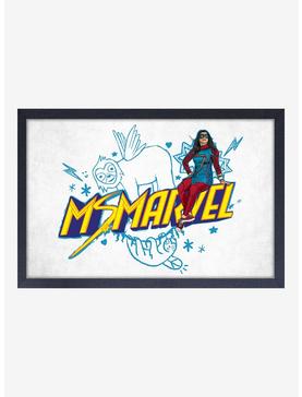 Marvel Miss Marvel Doodle Framed Wood Wall Art, , hi-res