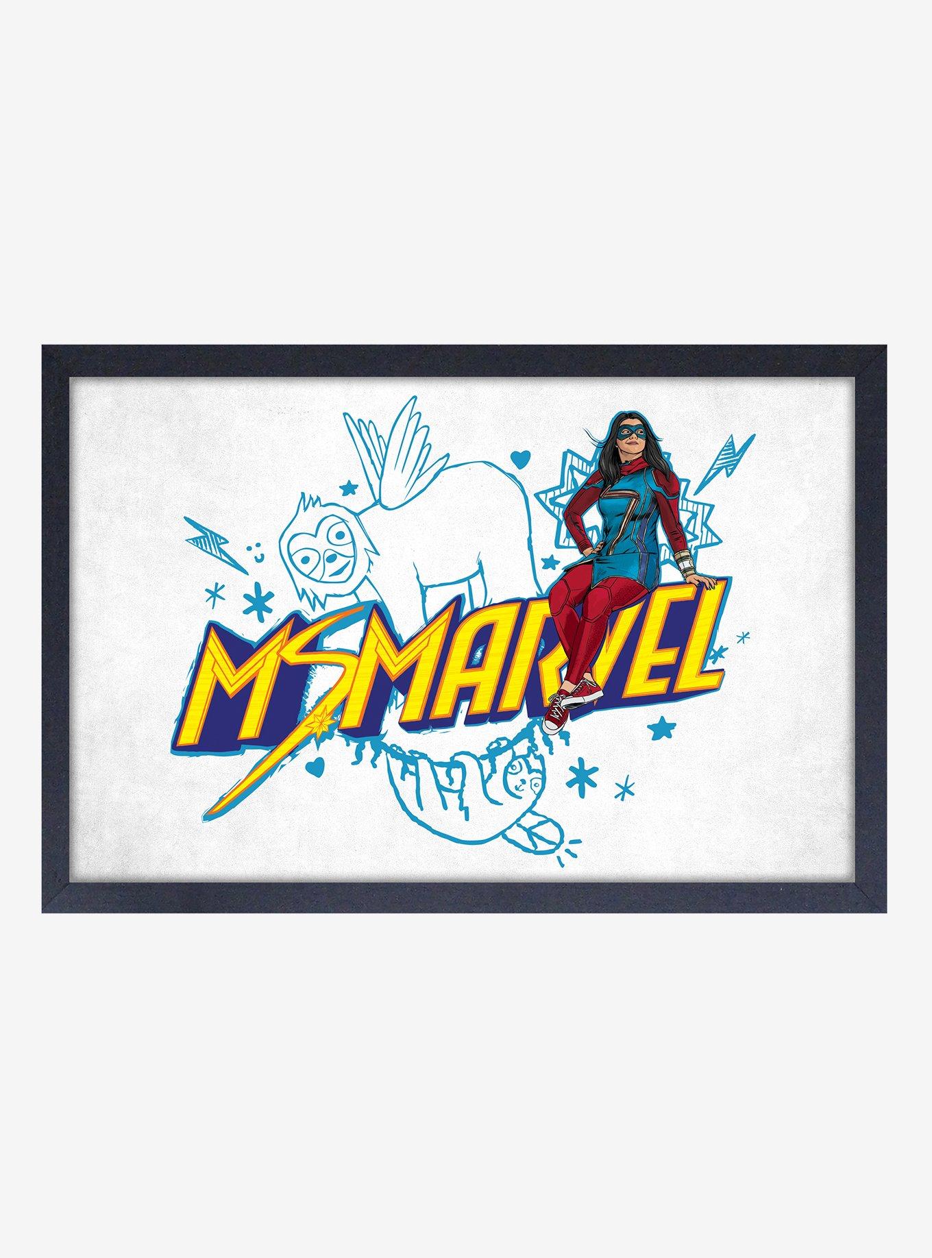 Marvel Miss Marvel Doodle Framed Wood Wall Art, , hi-res