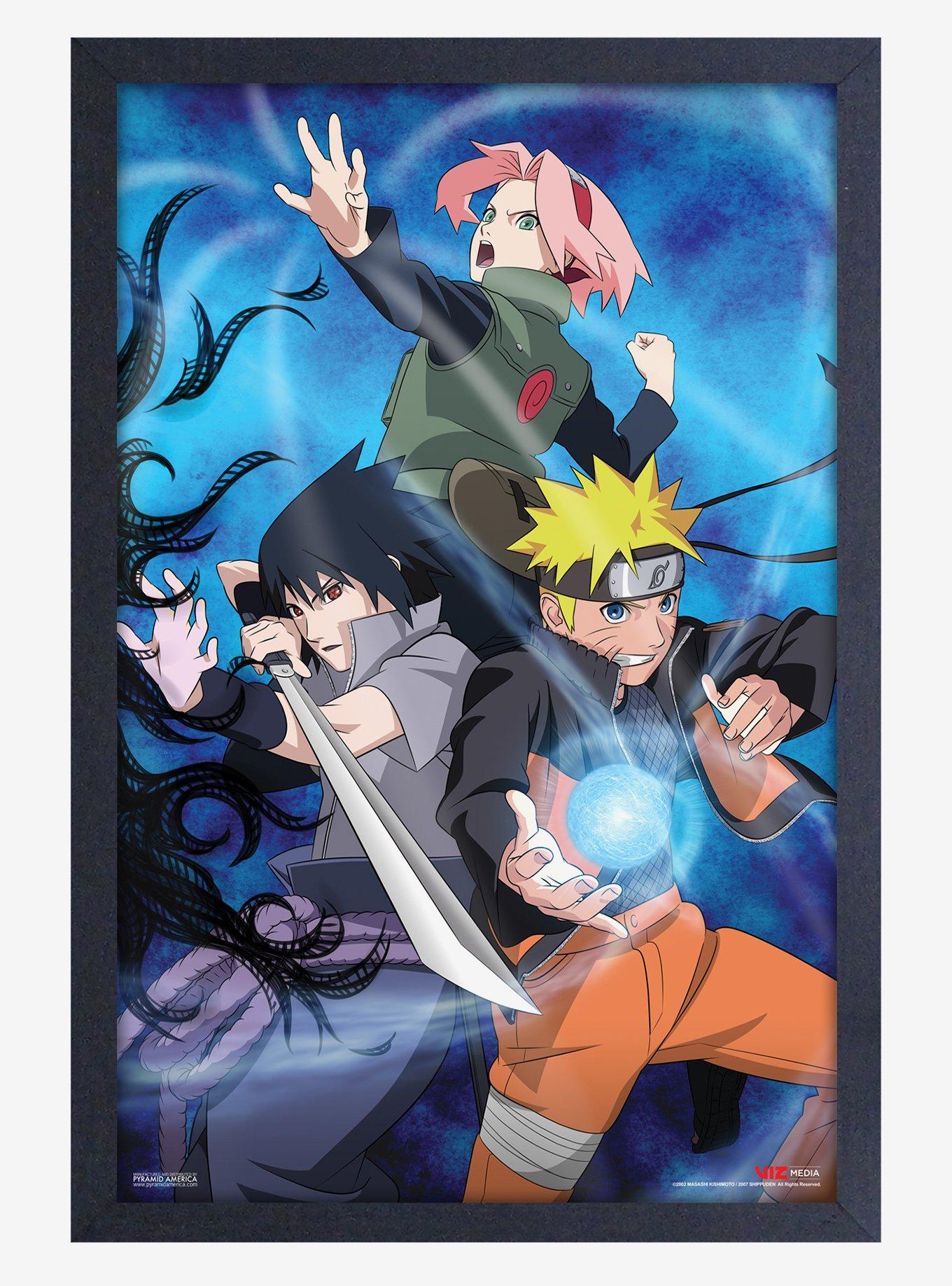 Naruto Group Fight Pose Framed Wood Wall Art, , hi-res