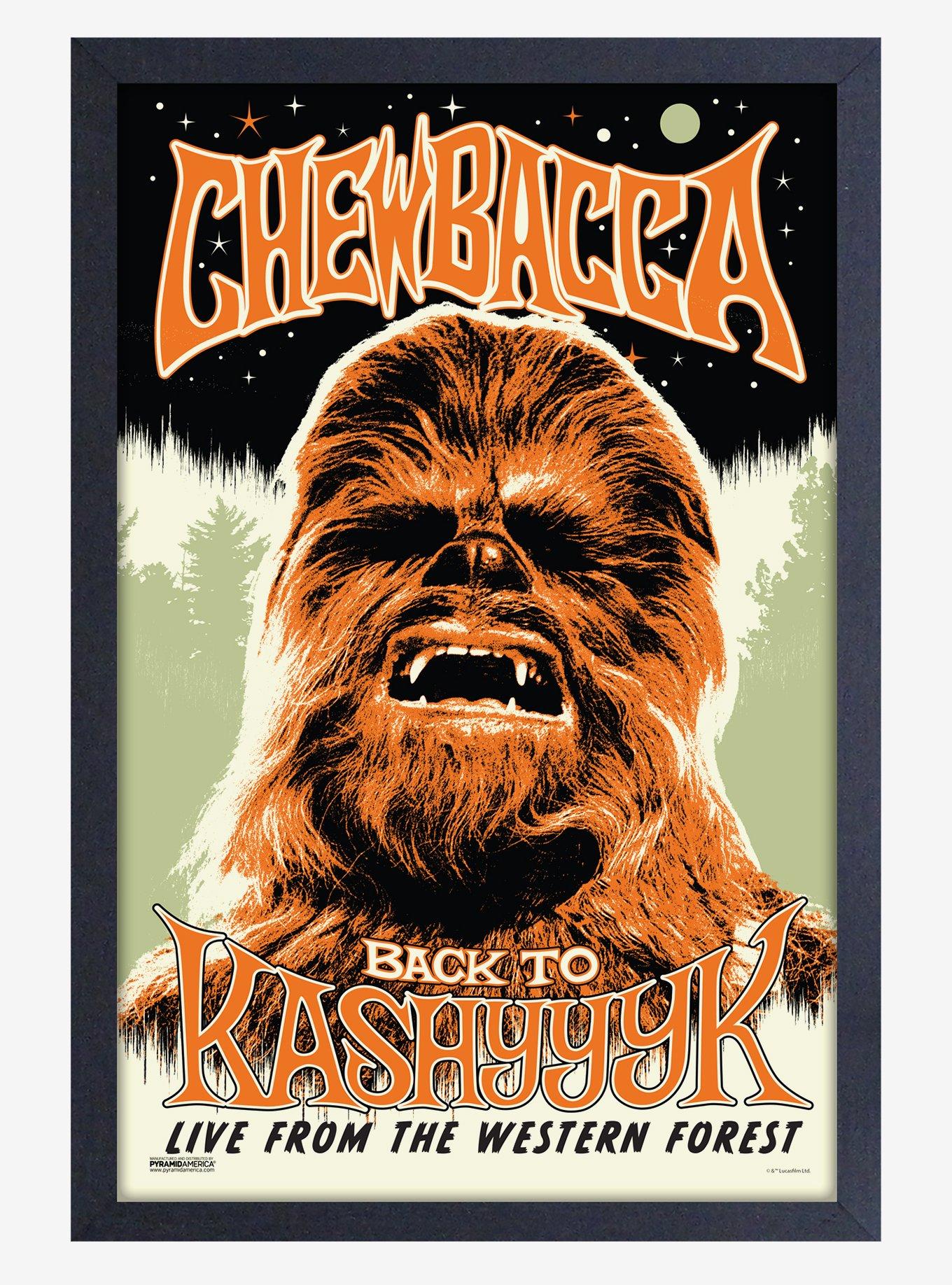 Star Wars Rock Poster Chewbacca Framed Wood Wall Art