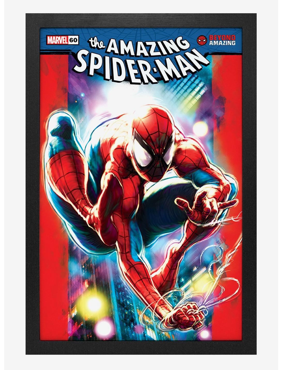 Marvel Spider-Man 60Th Ann Neon Framed Wood Wall Art, , hi-res