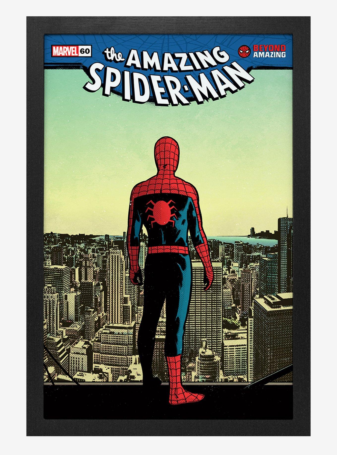 Marvel Spider-Man 60Th Ann Roof Framed Wood Wall Art