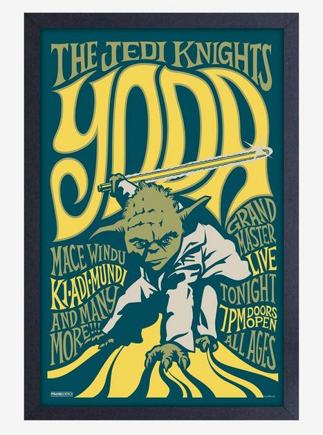 Star Wars Rock Poster Yoda Framed Wood Wall Art | Hot Topic