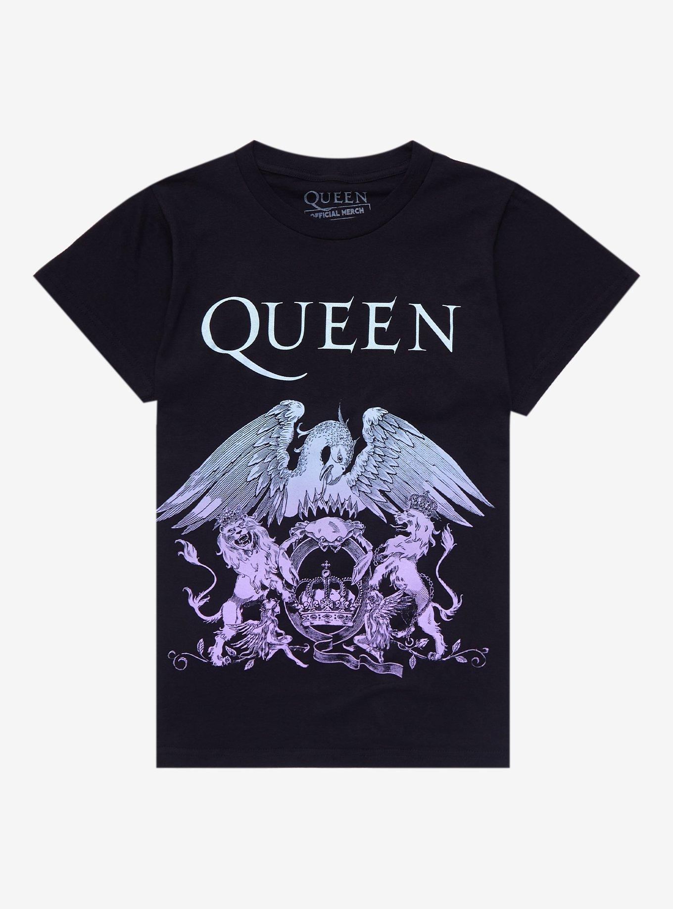 Queen Pastel Crest Boyfriend Fit Girls T-Shirt, BLACK, hi-res