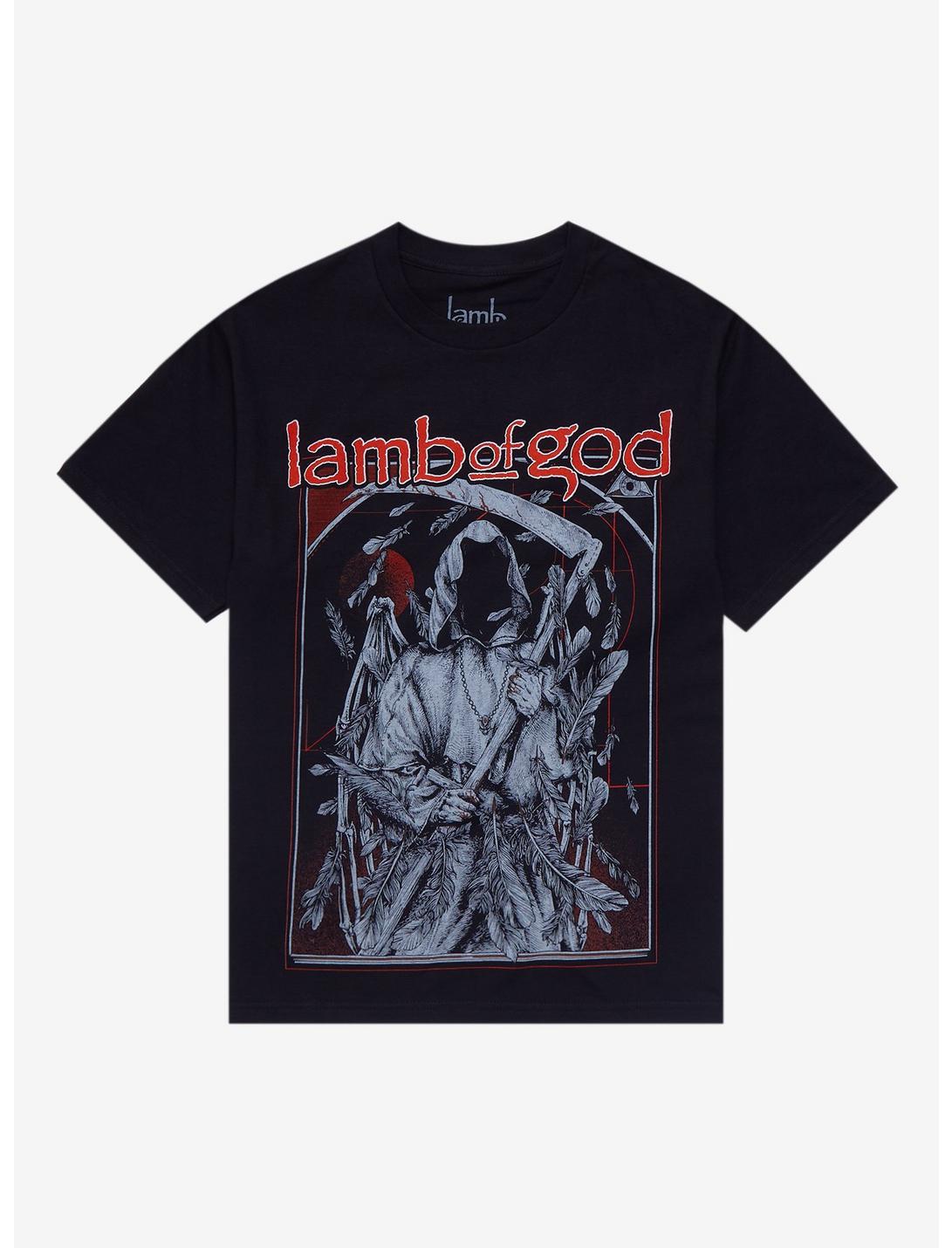 Lamb Of God Reaper Feathers Boyfriend Fit Girls T-Shirt, BLACK, hi-res
